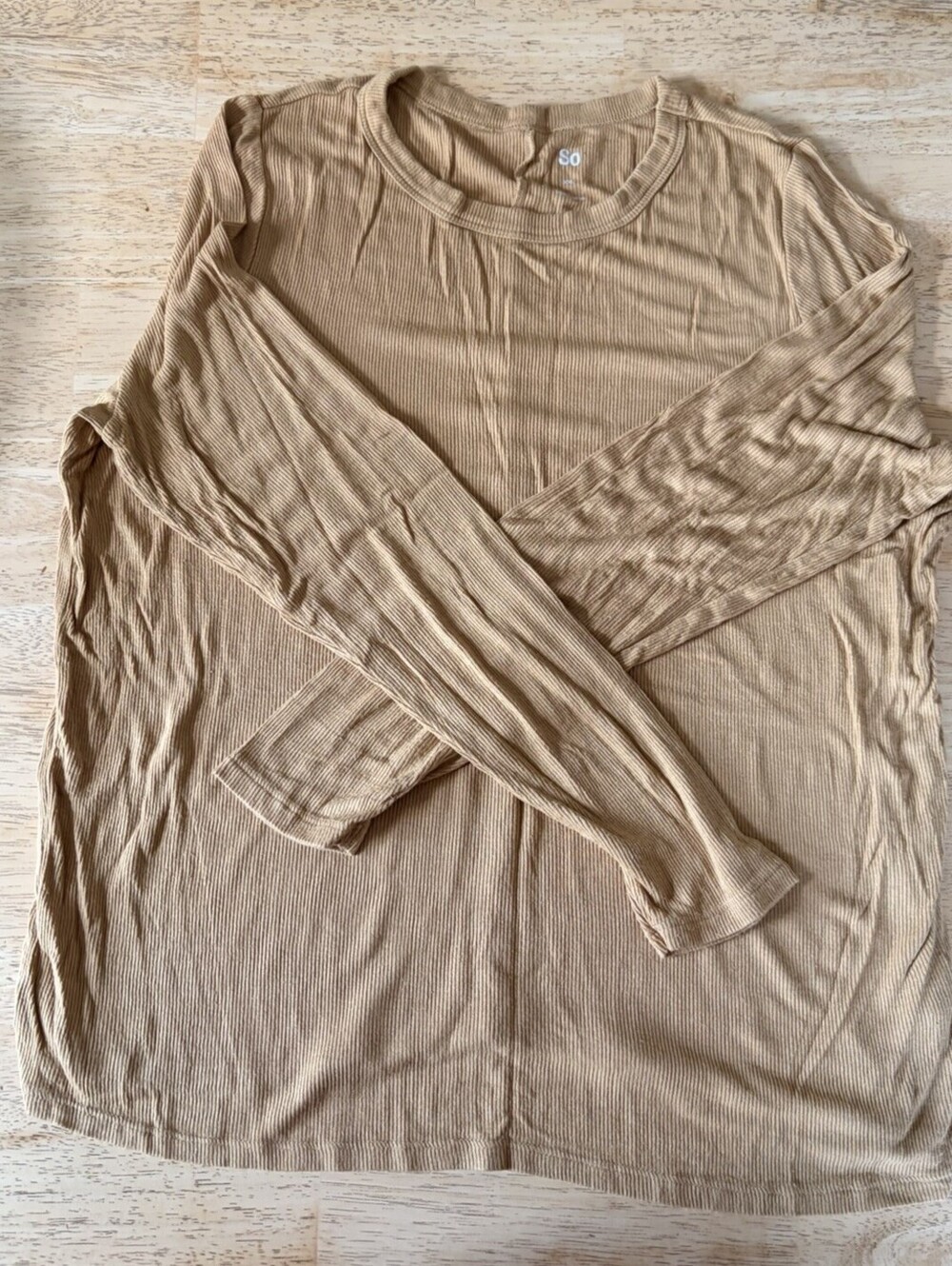 XXL So Long Sleeve Ribbed Mustard Tee 3/4 Sleeve Soft Rayon/Spandex